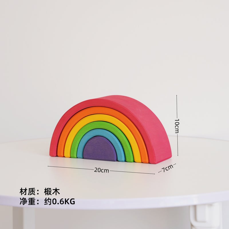 Dip Dyeing Large Rainbow Building Blocks Stacked High Color Cognitive Kindergarten Puzzle Early Education Building Blocks Factory - Image 1